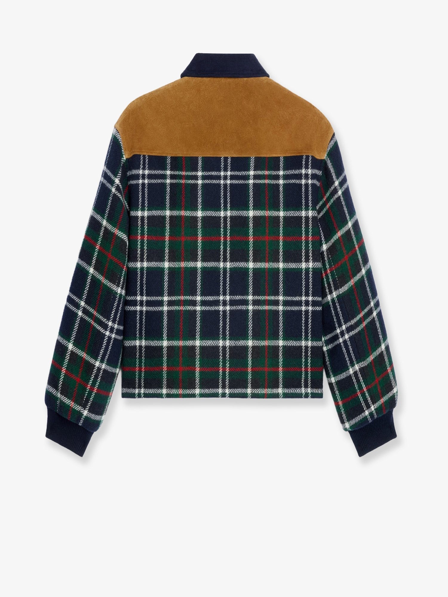 Celine Tartan wool jacket with suede inserts