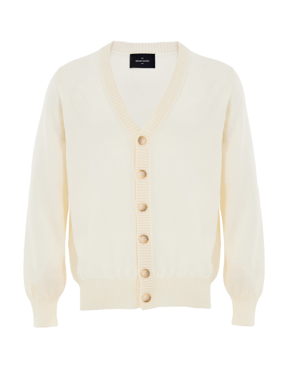 Gran Sasso White Worsted Wool Cardigan Sweater