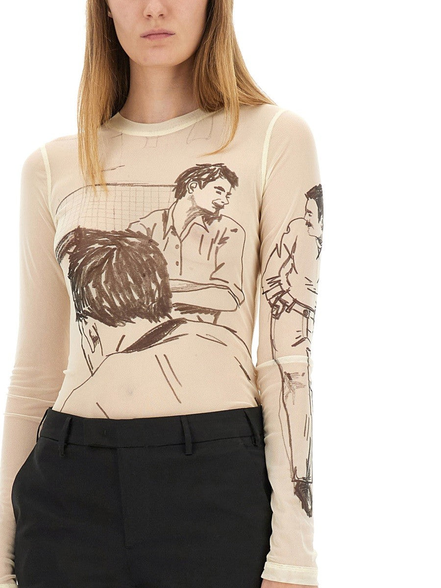 jw anderson TRANSPARENT TOP WITH PRINT