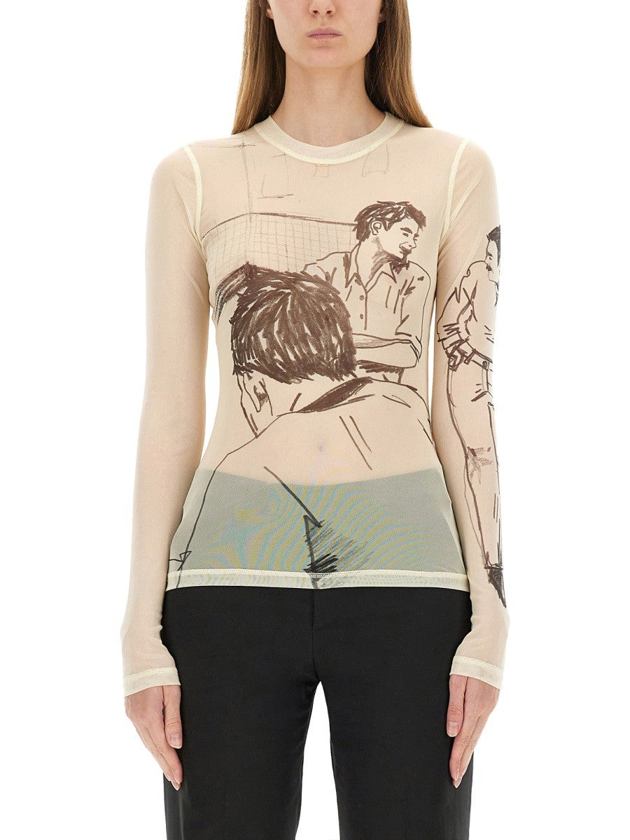 jw anderson TRANSPARENT TOP WITH PRINT