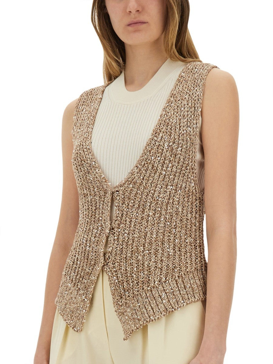 ALYSI TRICOT VEST WITH SEQUINS