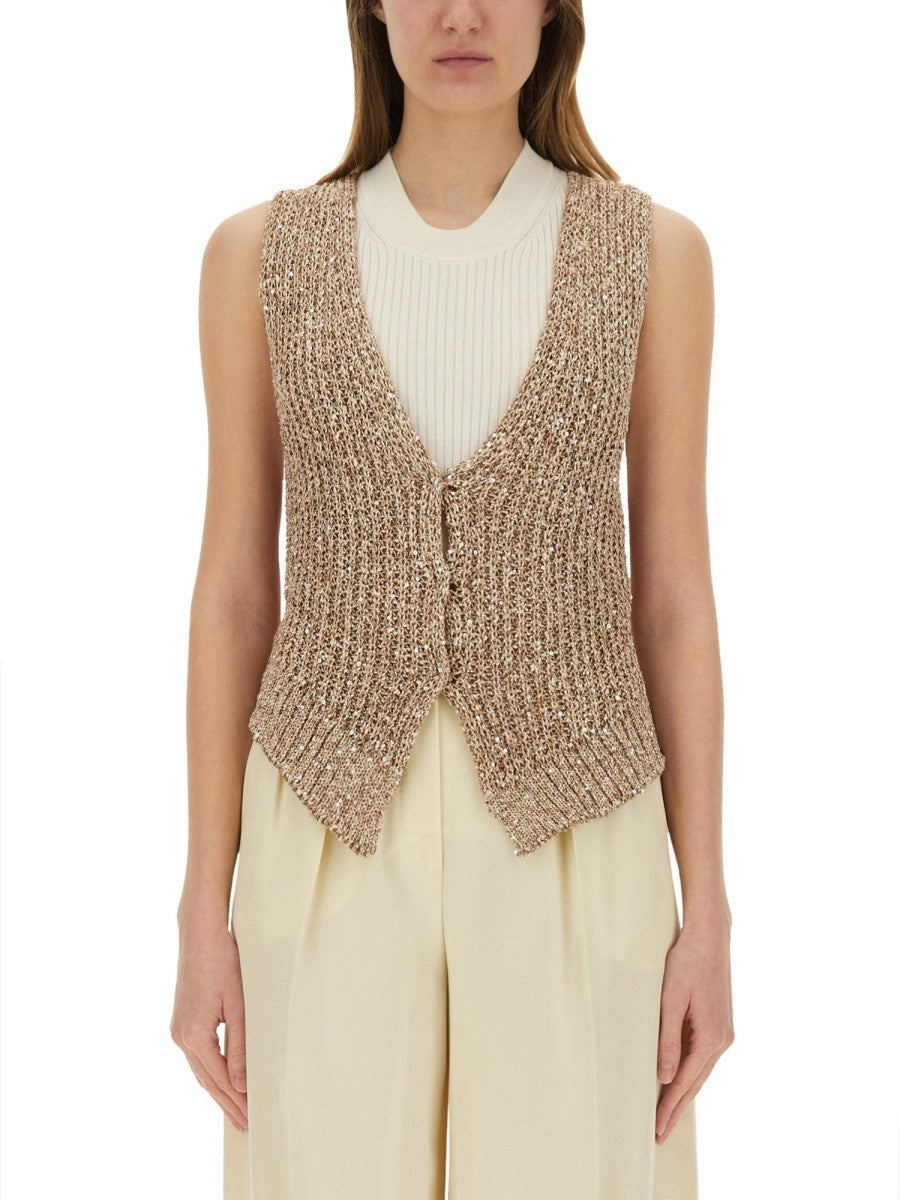 ALYSI TRICOT VEST WITH SEQUINS