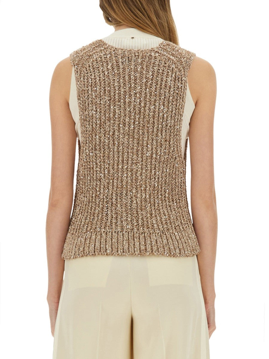 ALYSI TRICOT VEST WITH SEQUINS