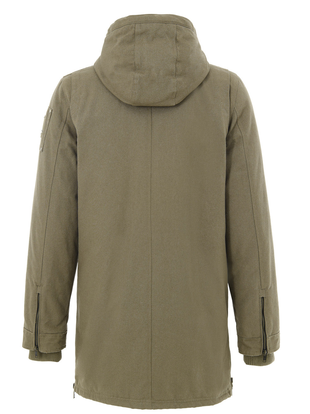Long Green Fabric Parka Jacket with Large Pockets
