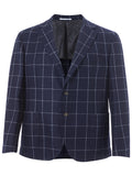 Blue wool jacket with contrasting checks