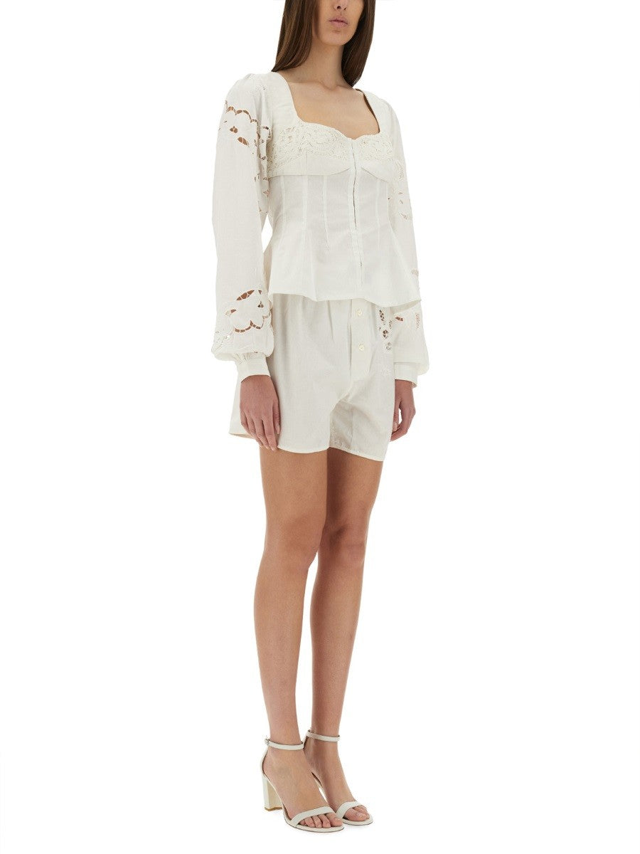 MARINE SERRE UPCYCLED LINEN SHORTS