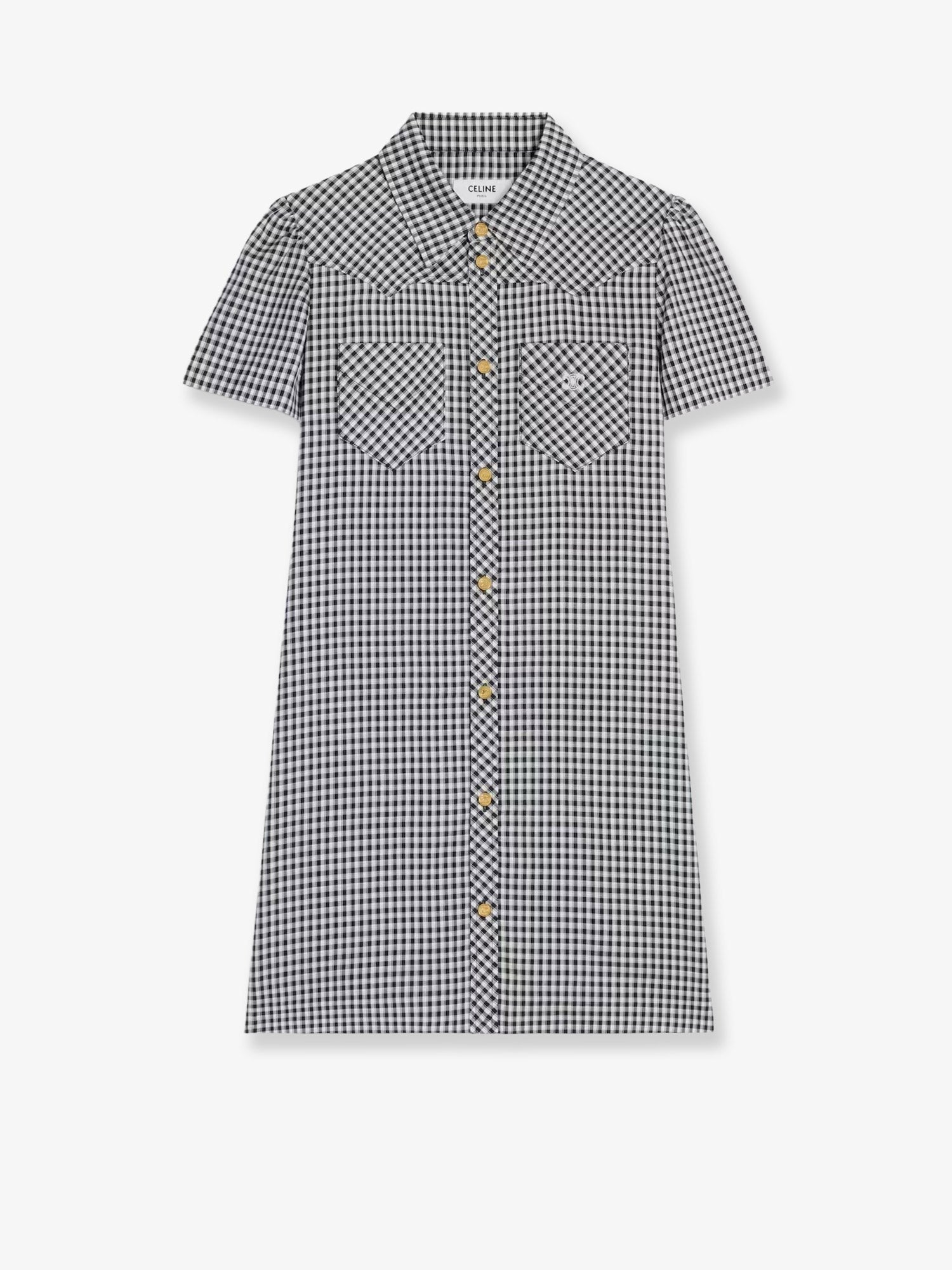 Celine Vichy silk mini chemisier dress