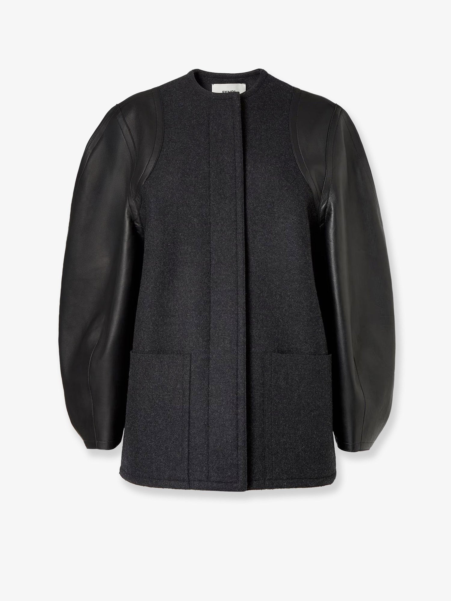 Fendi Virgin wool coat with leather sleeves