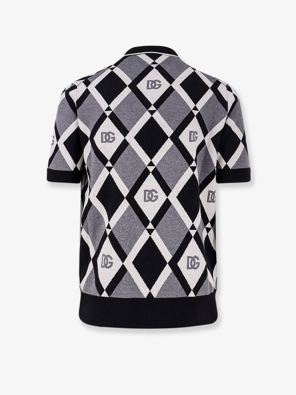 Dolce & Gabbana Virgin wool polo shirt with geometric print