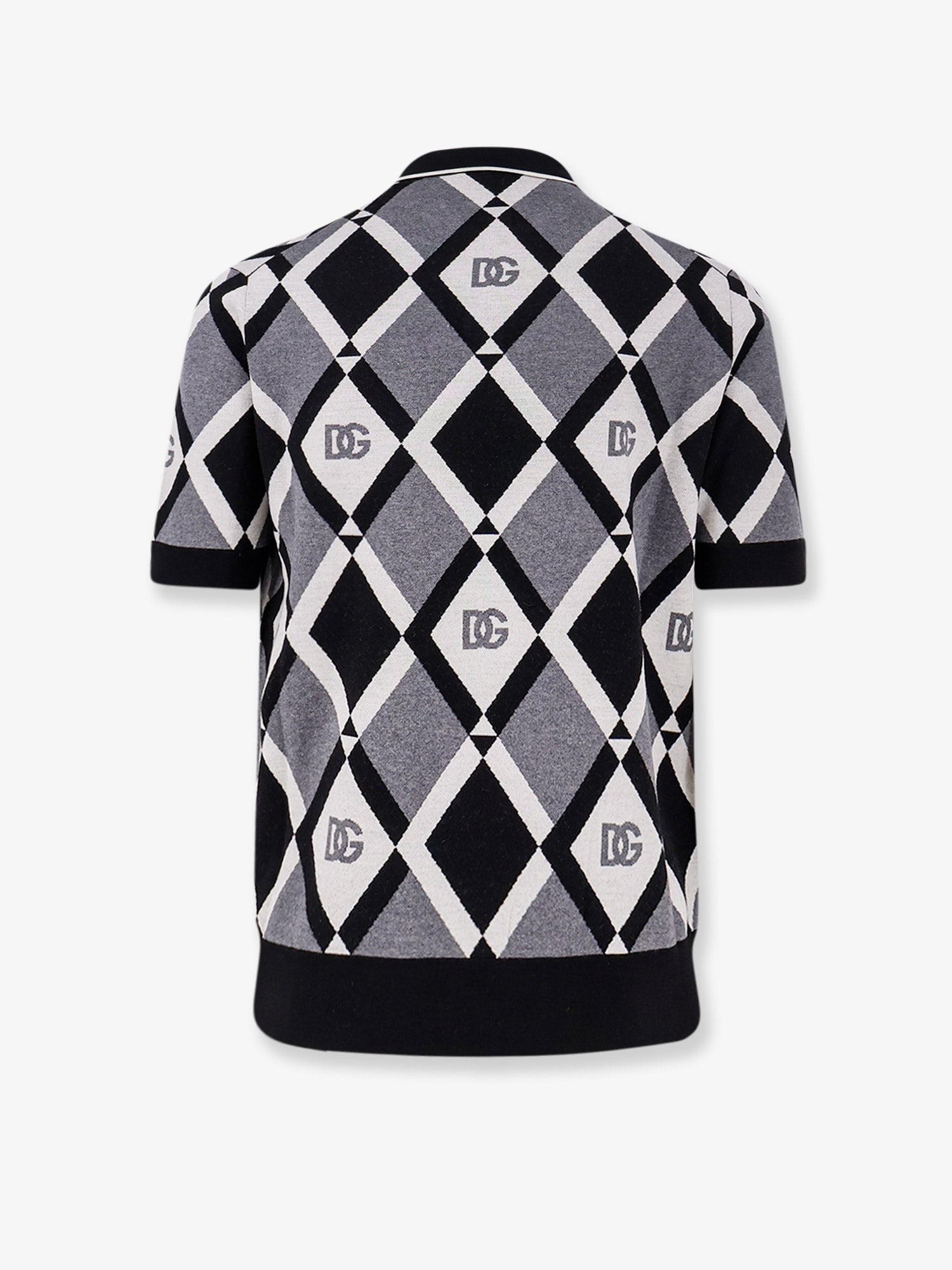 Dolce & Gabbana Virgin wool polo shirt with geometric print