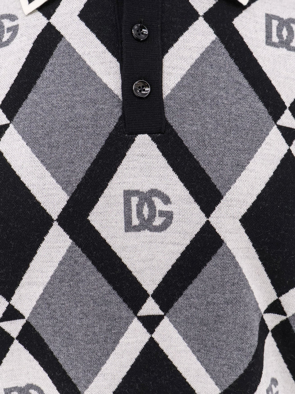 Dolce & Gabbana Virgin wool polo shirt with geometric print