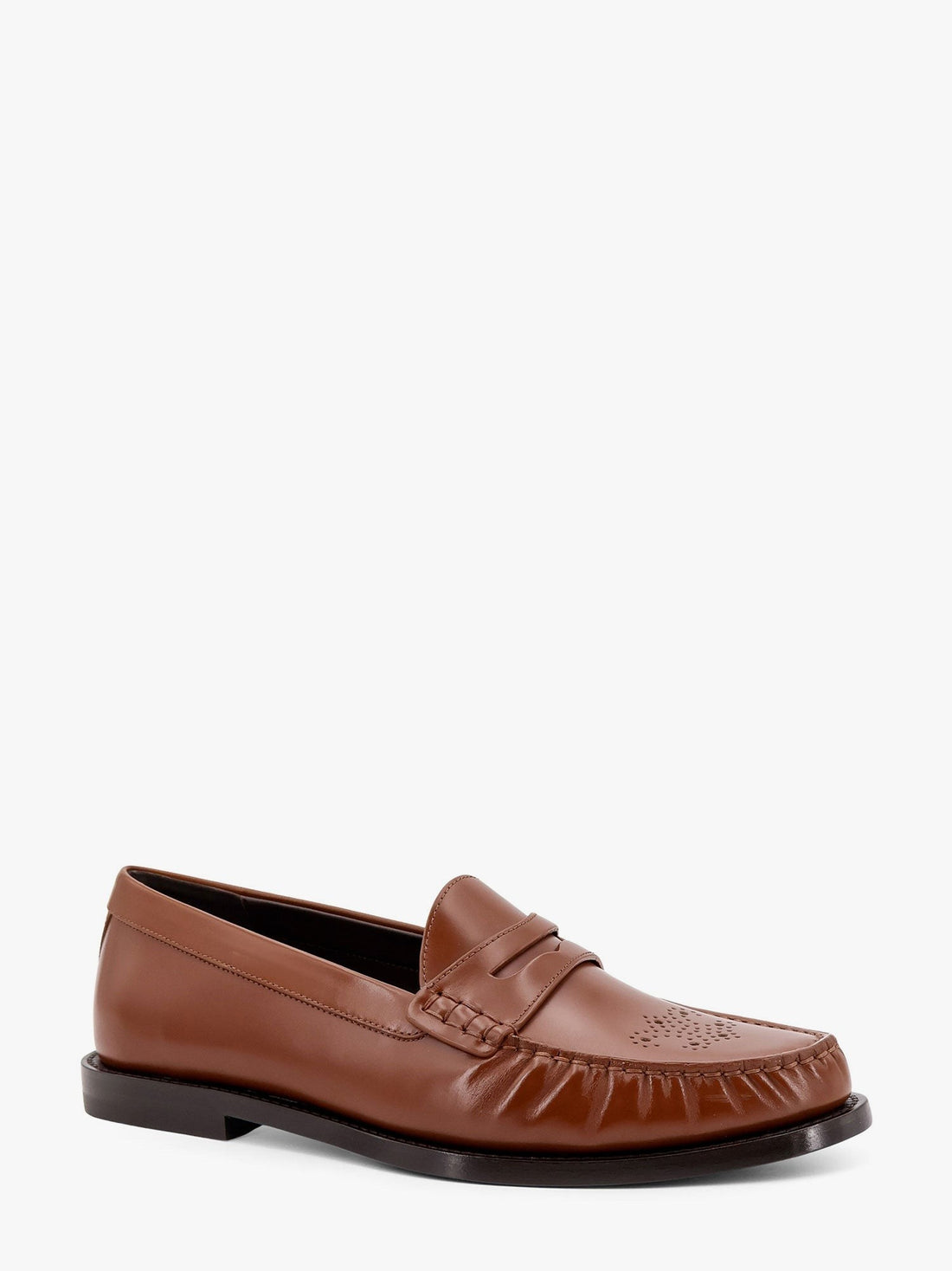 Celine Vivienne leather loafer with perforated triomphe logo