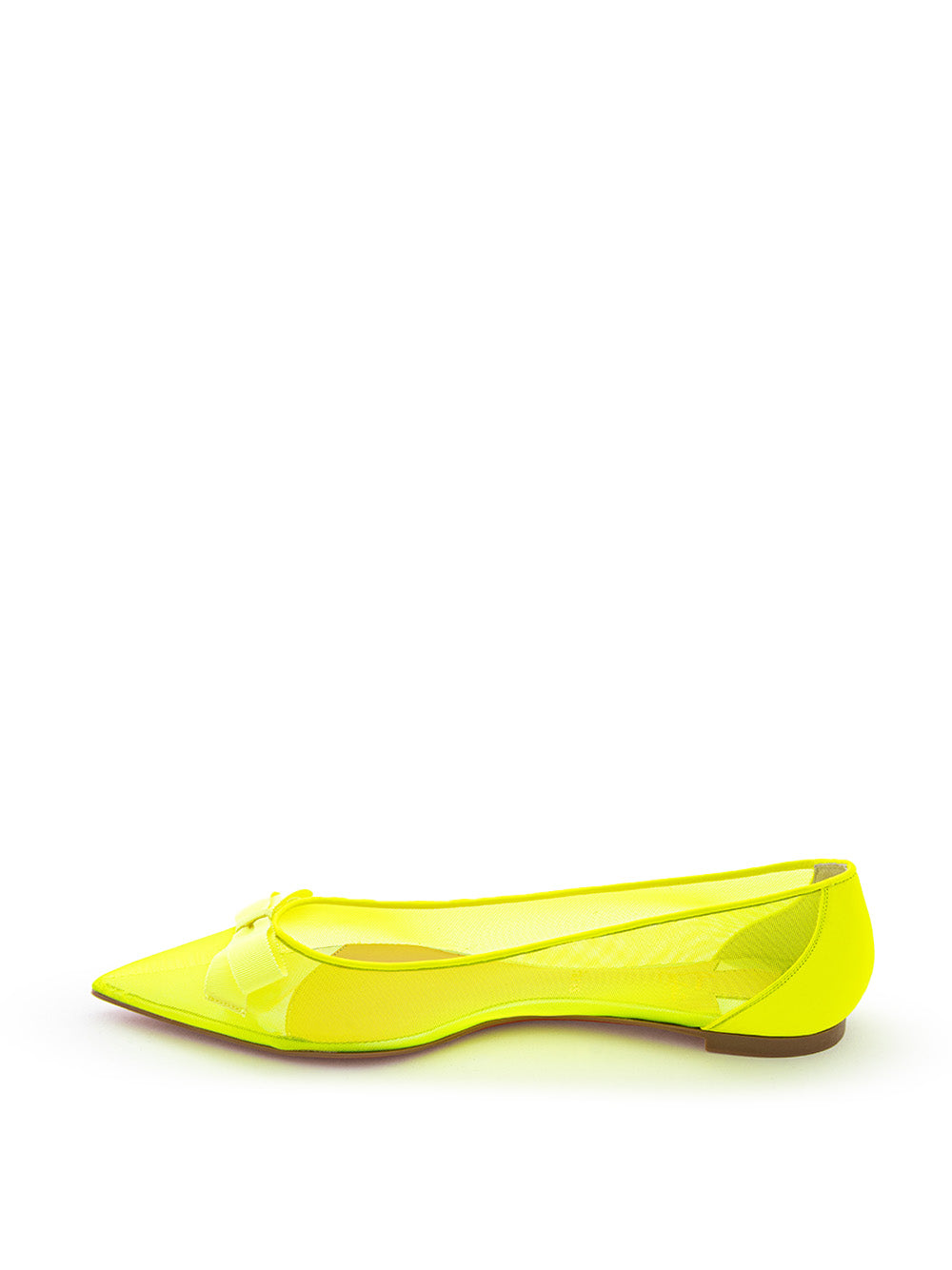 Christian Louboutin Fluo Yellow Mesh Pointed Toe Ballerina