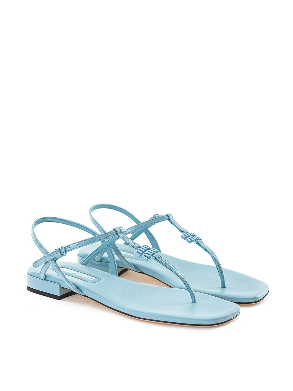 Miu Miu Blue Patent Leather Thong Sandal