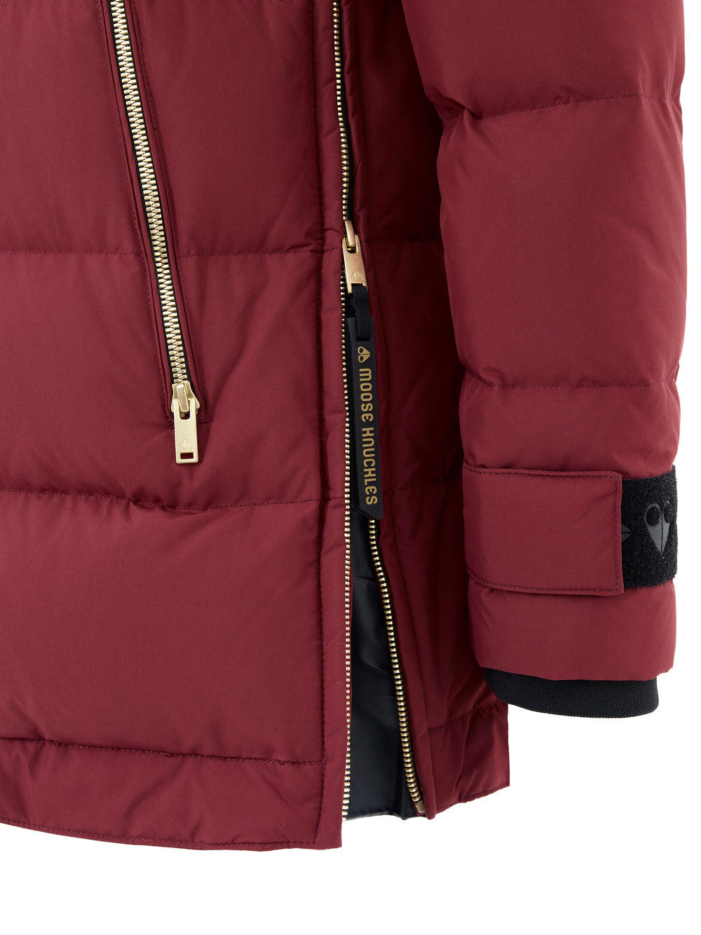 Burgundy Padded Down Jacket with Gold Zip by Moose Knuckles