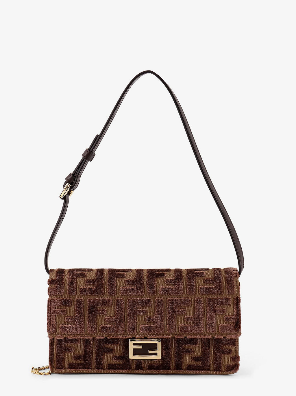 Fendi Wallet On Chain Baguette FF velvet jacquard bag