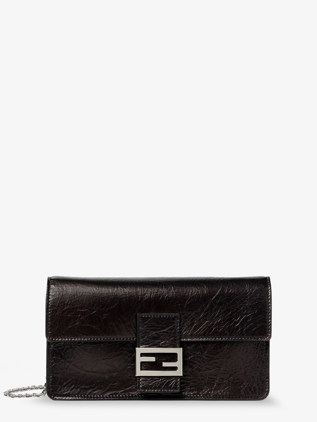 Fendi Wallet on Chain Tube Leather Crossbody Bag Black