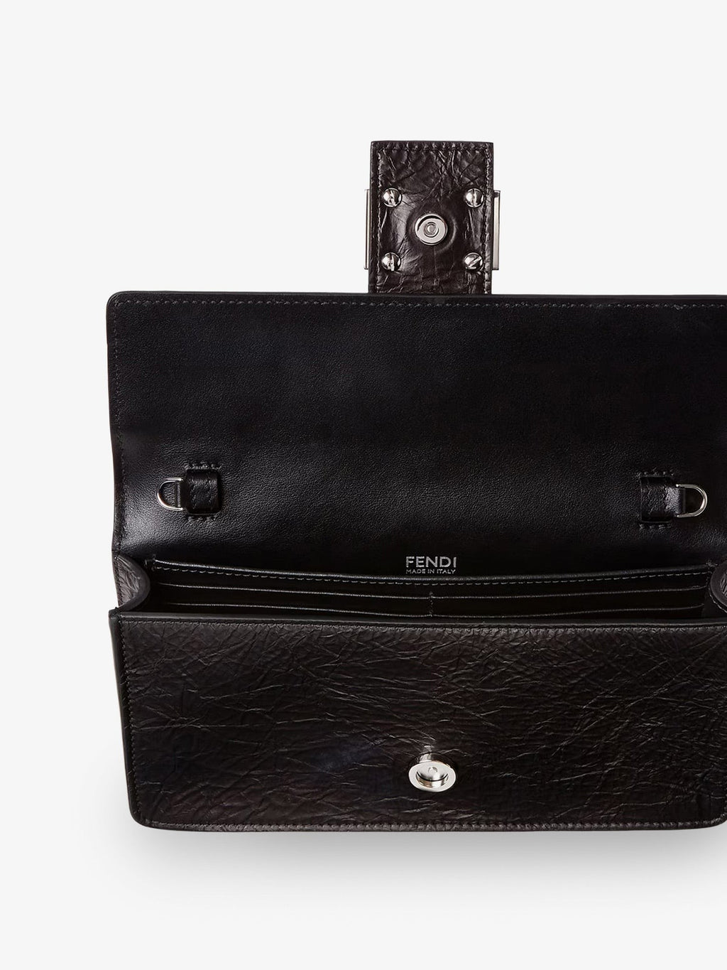 Fendi Wallet on Chain Tube Leather Crossbody Bag Black