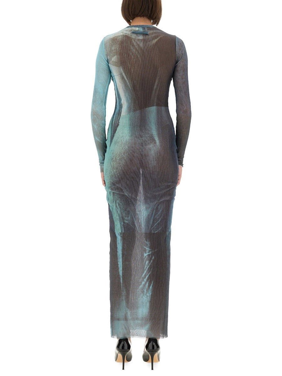JEAN PAUL GAULTIER "WATER" MESH LONG DRESS