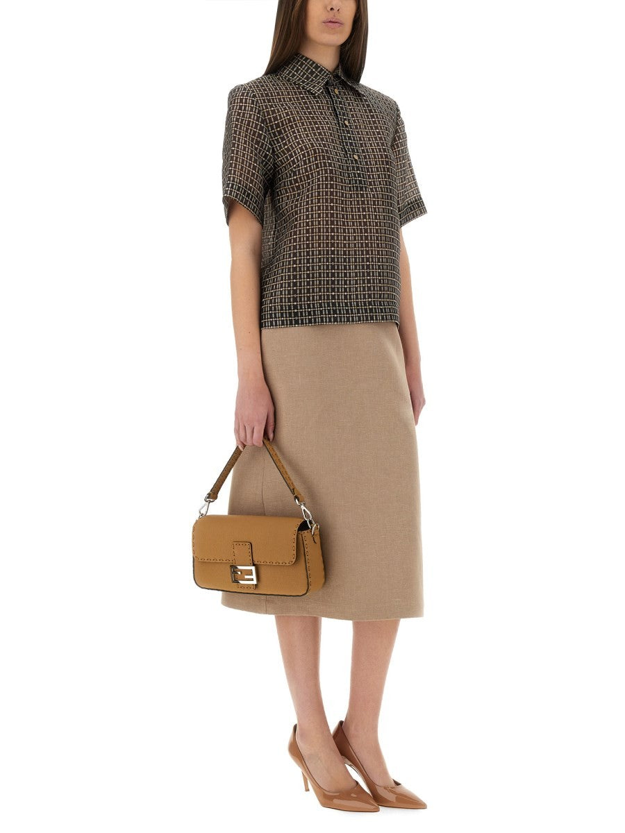 Fendi WAXED LINEN SKIRT