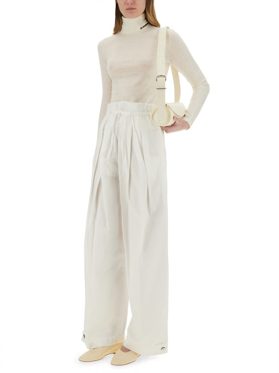 JIL SANDER WIDE PANTS IN COTTON GABARDINE