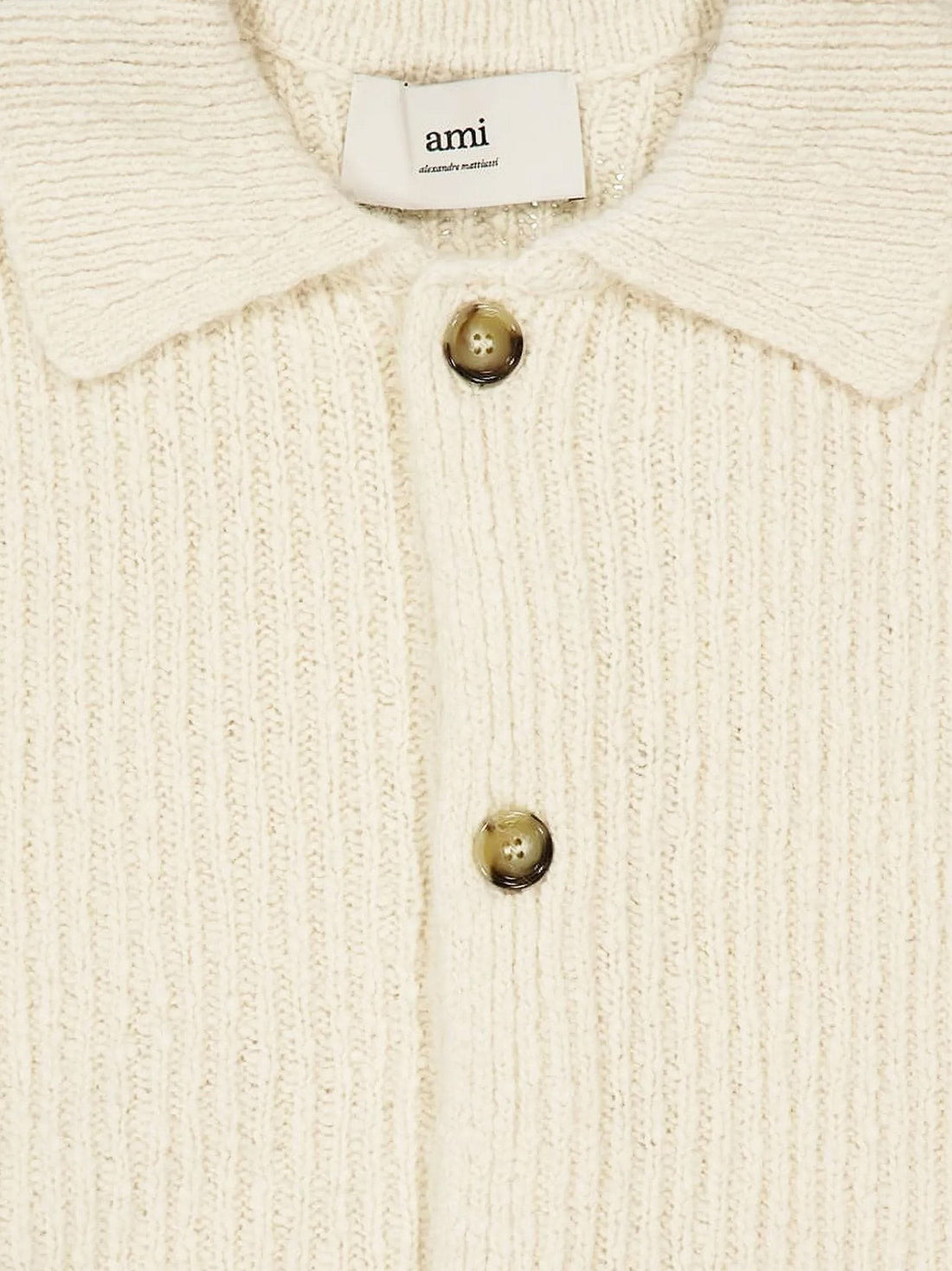 AMI PARIS Wool and cotton ribbed cardigan