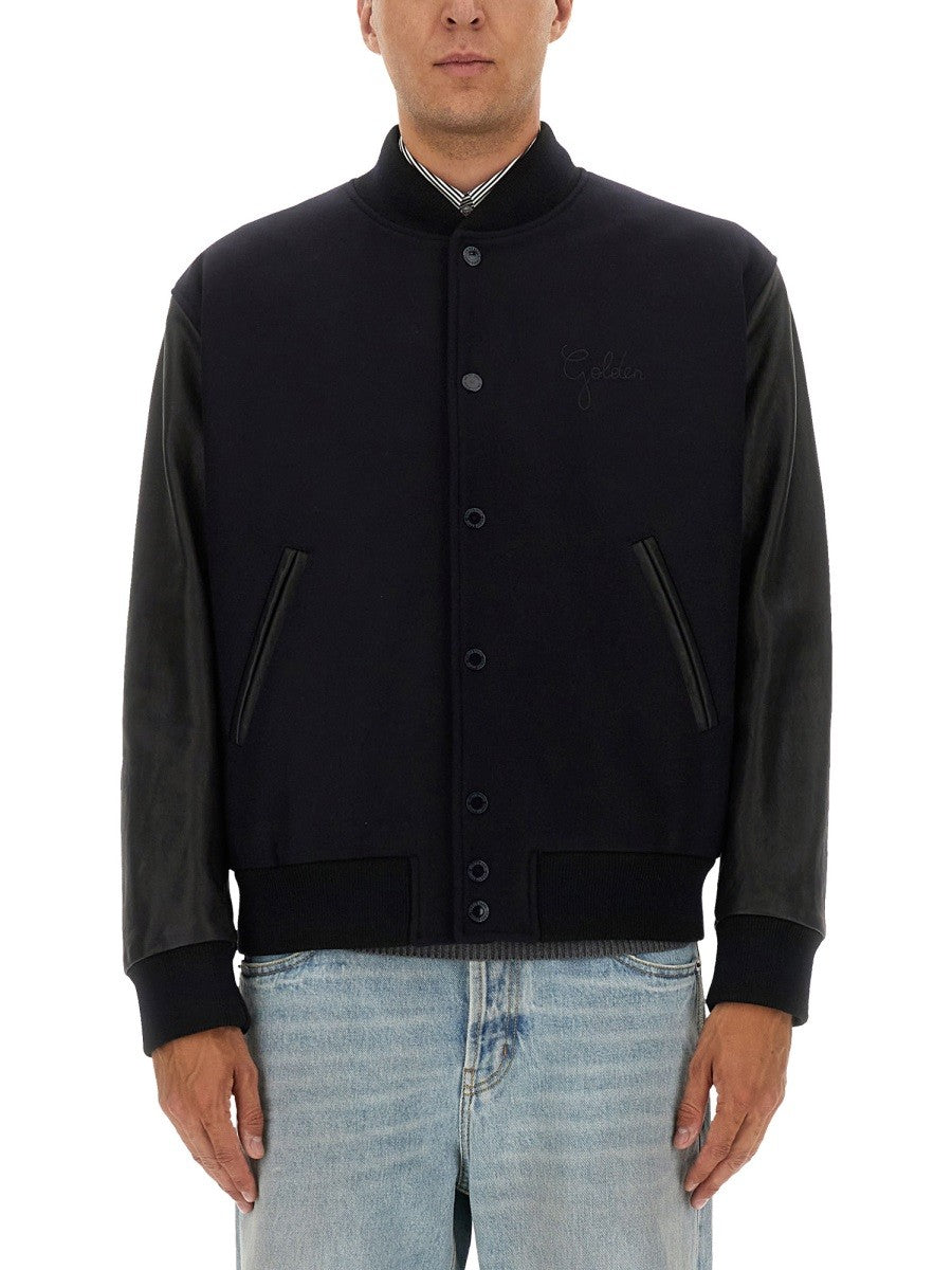 Golden Goose WOOL BOMBER JACKET AND LEATHER SLEEVES