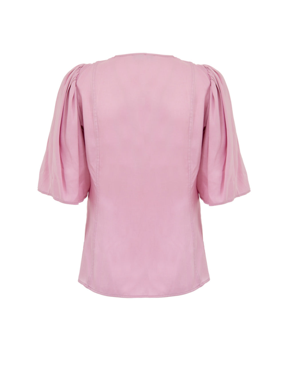 Ganni Pink Satin Cross-Front Lace-Up Top – Siebentaschen
