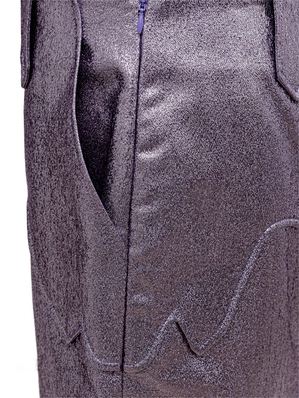 Tom Ford Purple Lurex Eco-Leather Midi Skirt with 'Country' Detail – Siebentaschen