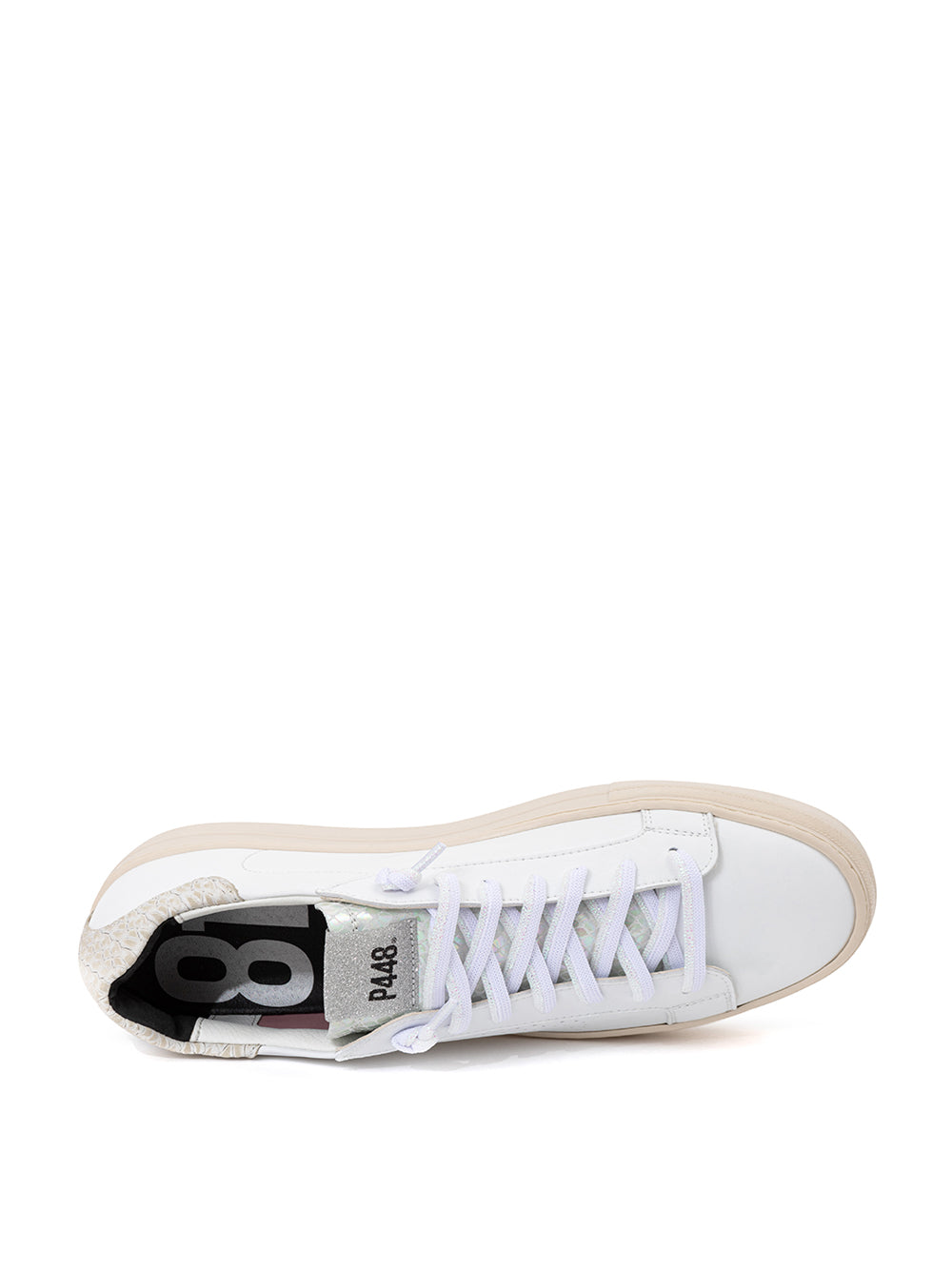 P448 White Leather Thea Python Sneakers