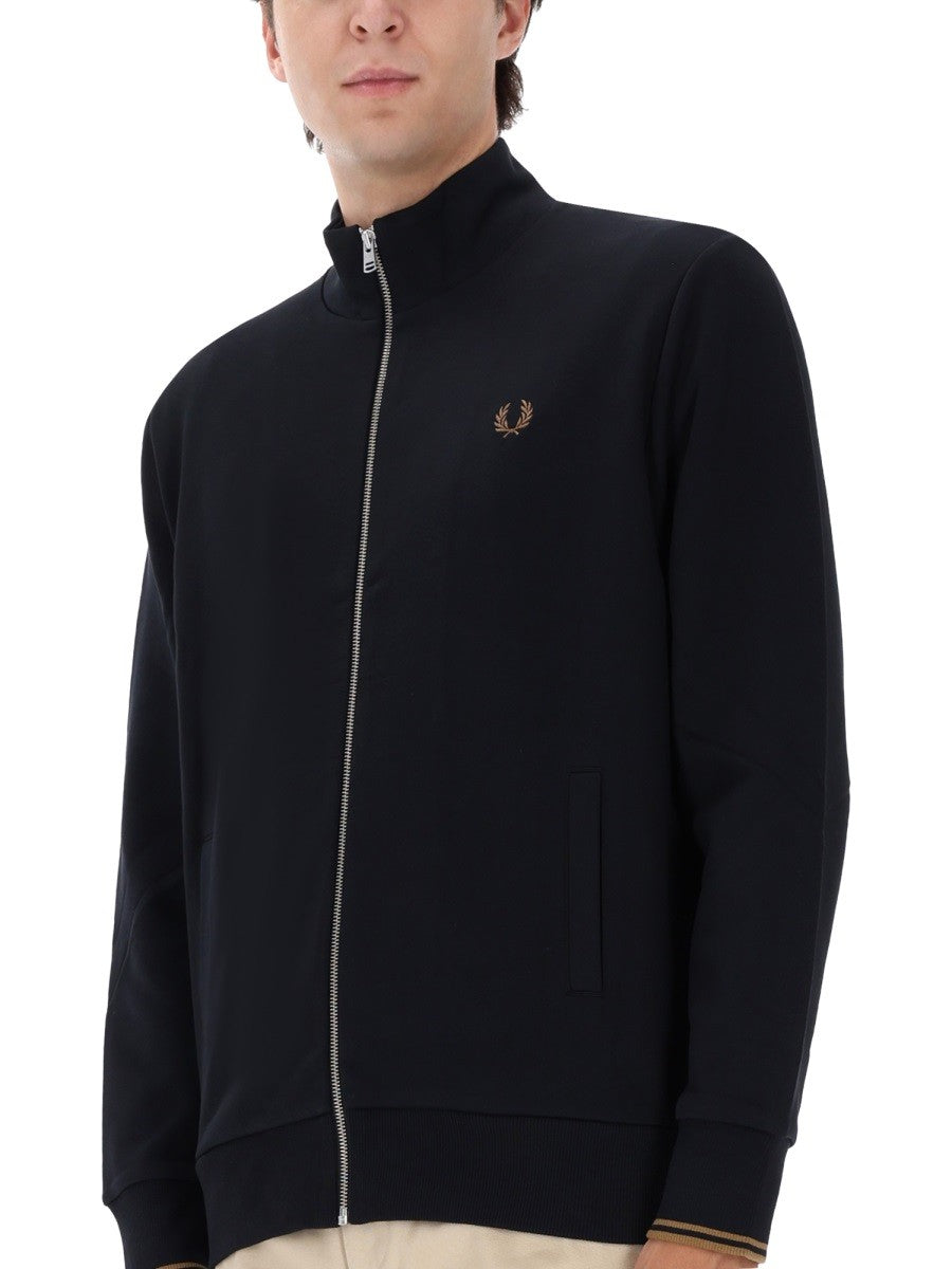 FRED PERRY ZIPPERED SWEATSHIRT WITH LOGO